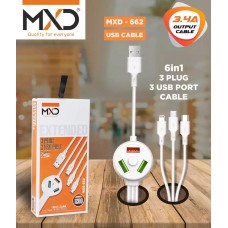 MXD MULTI-FUNCTION 3IN1 DATA CABLE WITH 3USB PORT