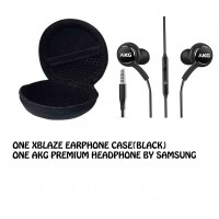 XBLAZE BLACK EARPHONE CASE(ROUND)+AKG PRIMIUM HEADPHONE 3.5MM JACK