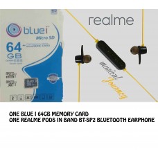 REALME PODS IN BAND BT-SP2 BLUETOOTH EARPHONE+BLUE I 64 GB MICRO SD CARD