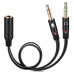 XBLAZE GOLD PLATED 3.5MM 2 MALE TO 1 FEMALE HEADPHONE EARPHONE MIC AUDIO Y SPLITTER ADAPTER CABLE